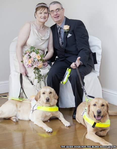 Happy Couple Gets Married With Guide Dogs